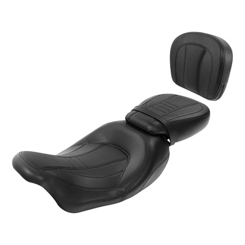 Harley Street Glide Black Driver Passenger Seat w/ Backrest (09-23)