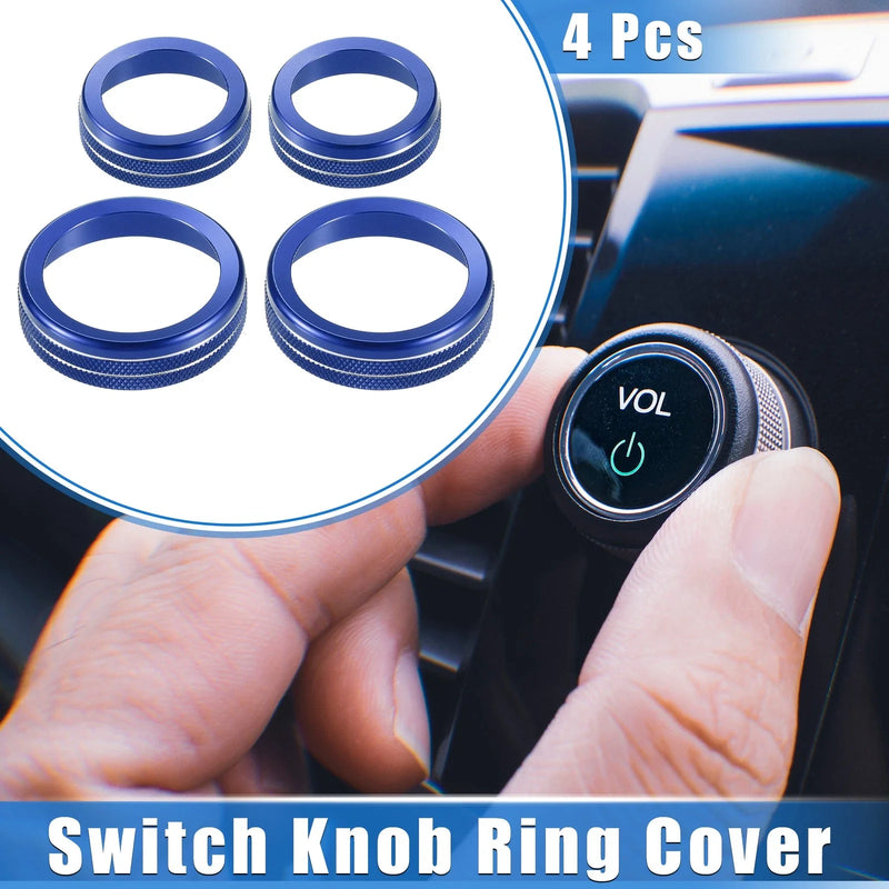 Ford F150 (2021-2023) Blue 4 x AC Audio Volume Tune Switch Knob Rings