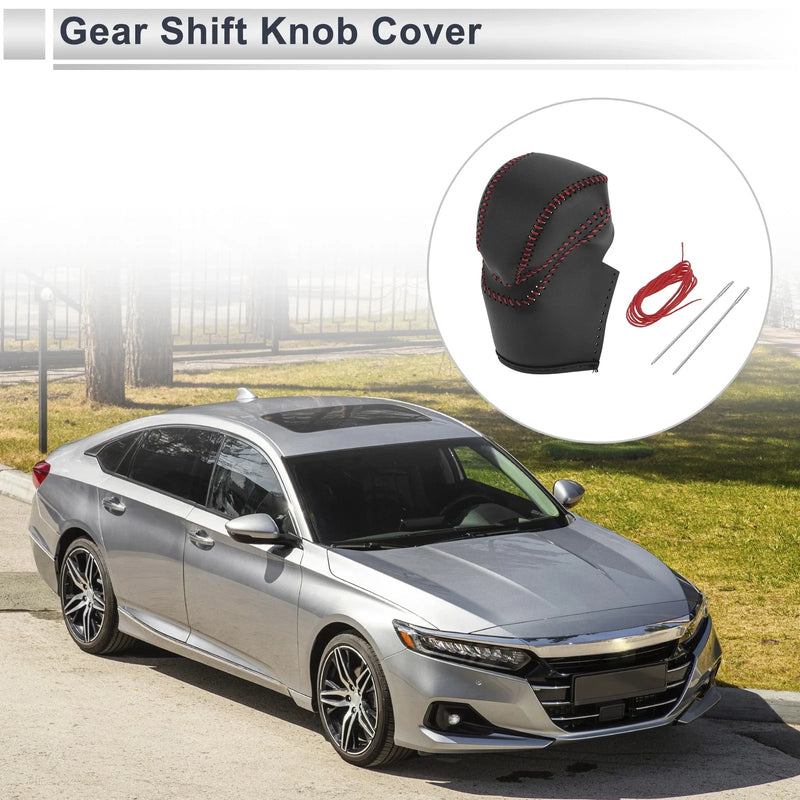 Honda Accord 2013-2017 Black Red Faux Leather Gear Shift Knob Cover