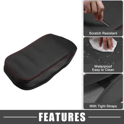 Nissan Sentra Armrest Seat Box Cover Protector Black Pad Red Line (13-19)