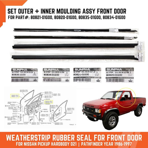 Nissan Navara D21 Front Door Weatherstrip Seal (1987-1996)