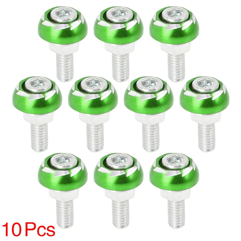 Motorcycle License Plate Frame Green 10pcs 6mm Bolt Screw Fastener