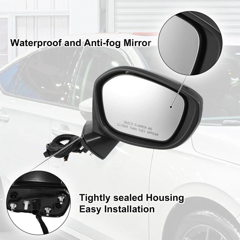 Honda Civic 3 Pin Right Side Exterior Door Mirror Assembly Black (2022-2023)