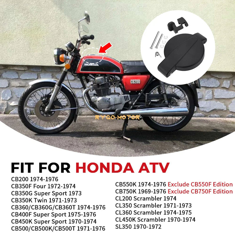 Honda CB, CL, SL Models Matte Black Fuel Cap with Latch (1969–1976)
