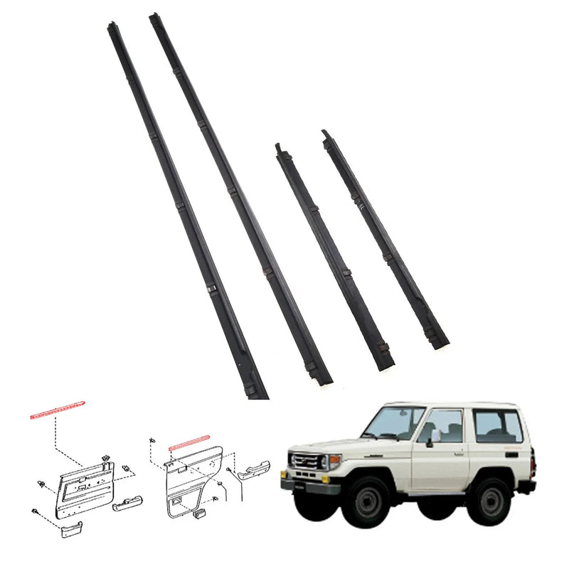 Toyota Land Cruiser FZJ76 GRJ79 HZJ79 4pc Door Glass Inner Weatherstrip
