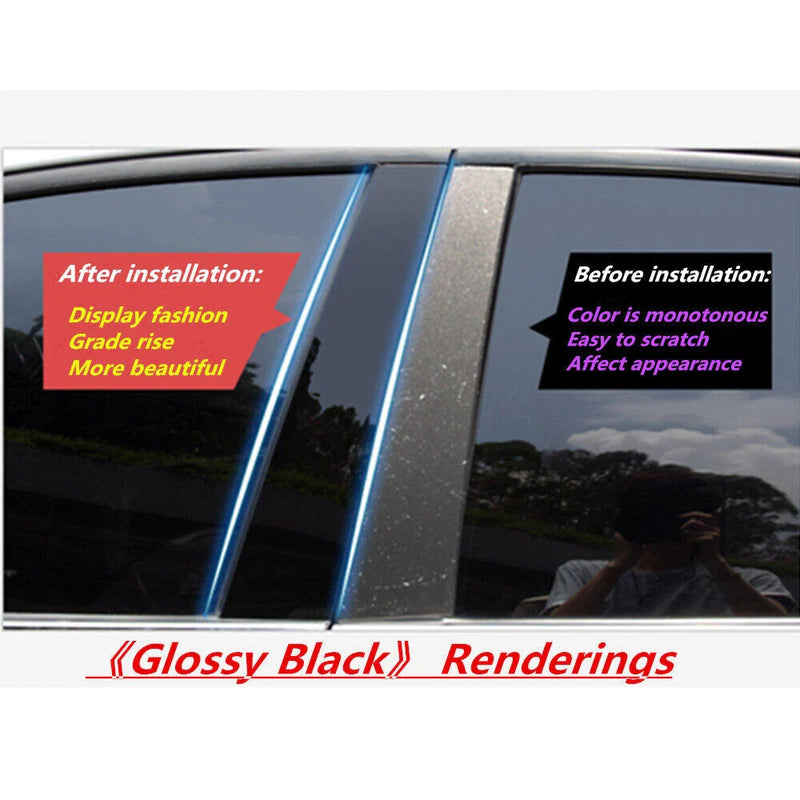 Cadillac XTS 6X Glossy Black Door Trim B Pillar Posts Cover (2013–2018)