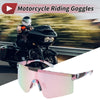 Motorcycle Riding Goggles Pink Lens Black White Pink Blue Frame PC