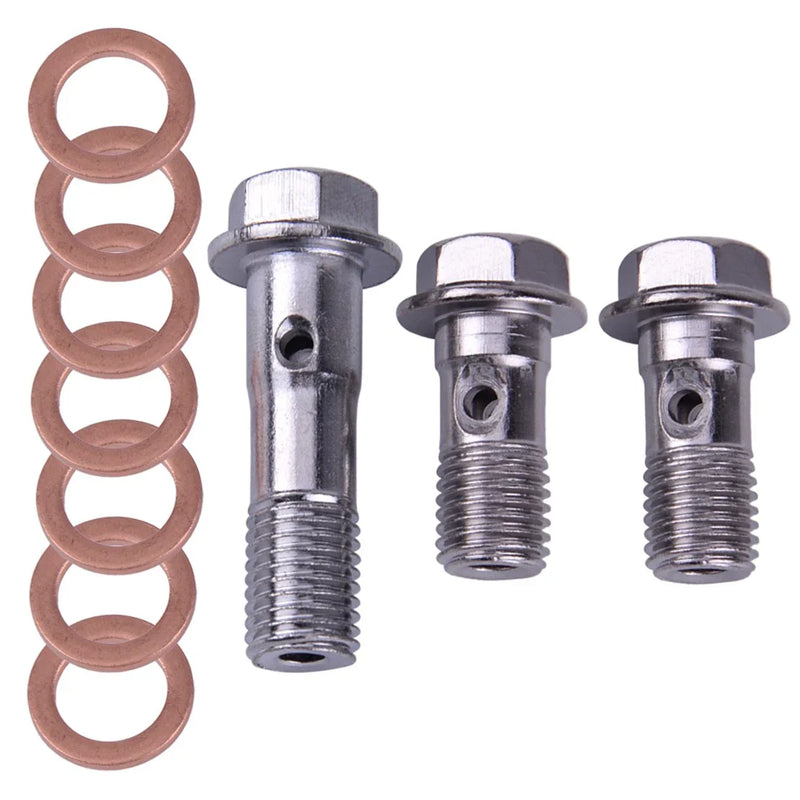 Yamaha, Kawasaki, Suzuki 3 x M10 x 1.25 Motorcycle Brake Banjo Bolts