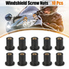 Motorcycle 10 x M4 4mm Black Rubber Windshield Screws Bolts Nut