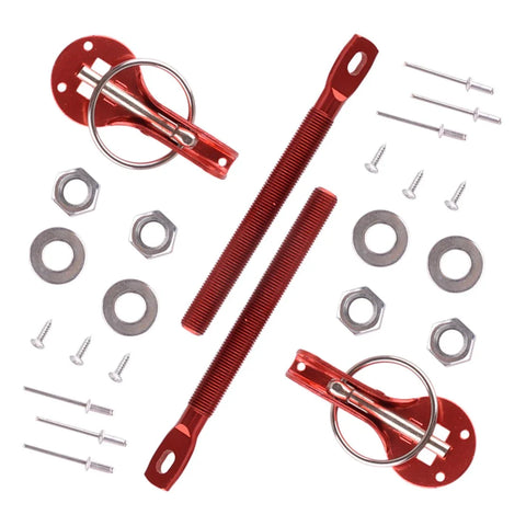 Racing Sport Cars - Red Universal Alloy Hood Pin Lock Latch Kit