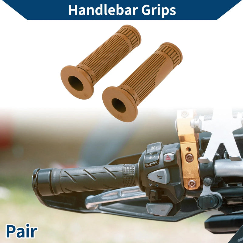 Motorcycle Grips 7/8 in 22mm Hand Grips Rubber Light Brown