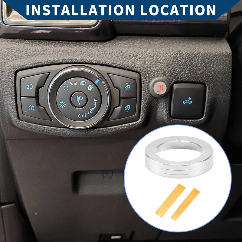 Ford Mustang (2015-2020) - Silver Tone 1 x Headlight Knob Cover Ring