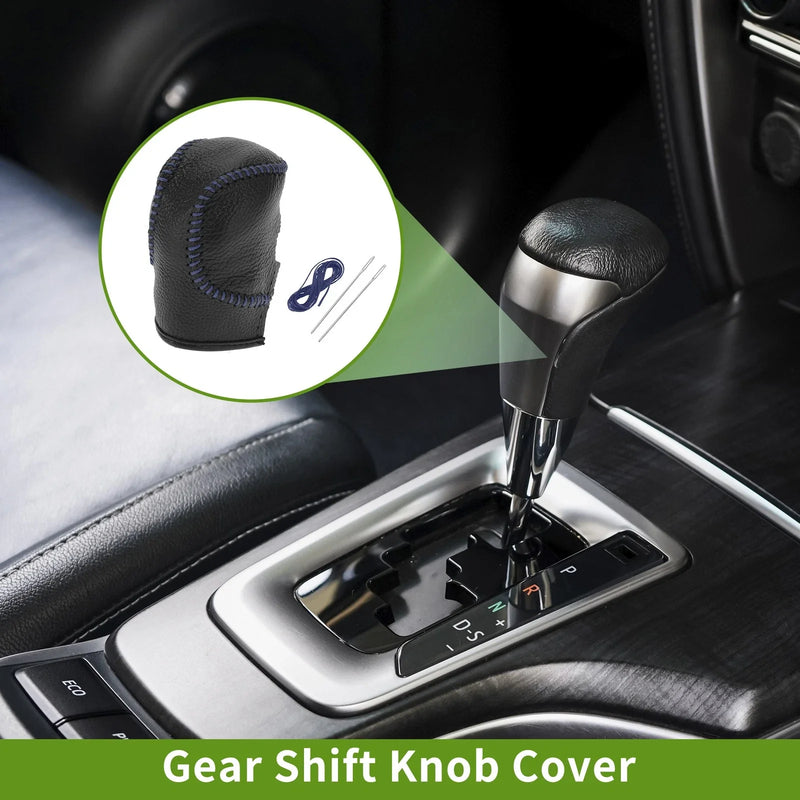 Honda Pebbled Gear Shift Knob Cover Black Blue Faux Leather