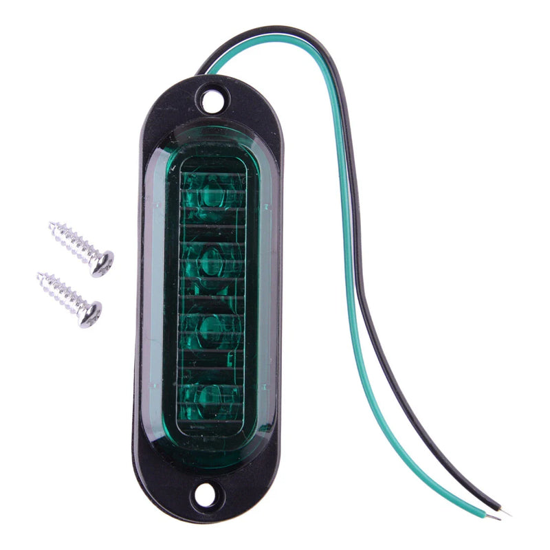 Truck Trailer Waterproof Green 4 LED Oval Side Marker Lights