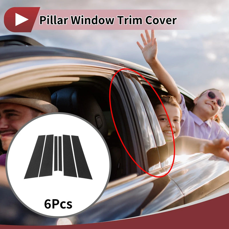 BMW 1-Series Carbon Fiber Black Door Pillar Window Trim (2008-2016)