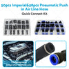 50pcs Quick Connect Pneumatic Push-in Air Line Hose Joiners