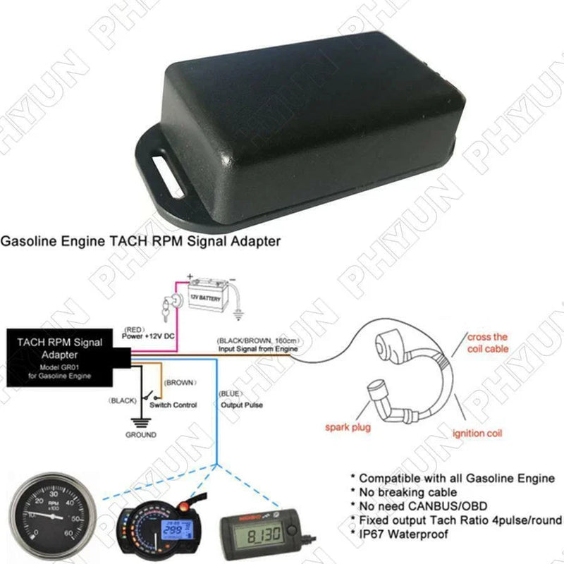 Vehicle Truck Boat ATV Gasoline Engine Tach Adapter RPM Signal Sensor
