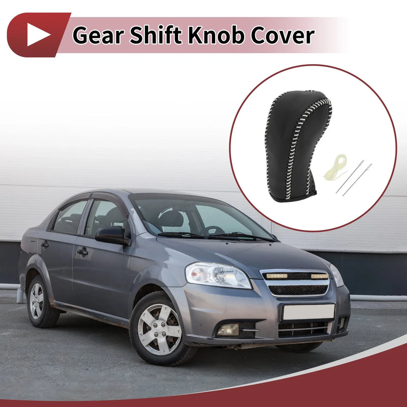 Chevrolet Cruze Gear Shift Knob Cover Black Beige Faux Leather (2011-2015)