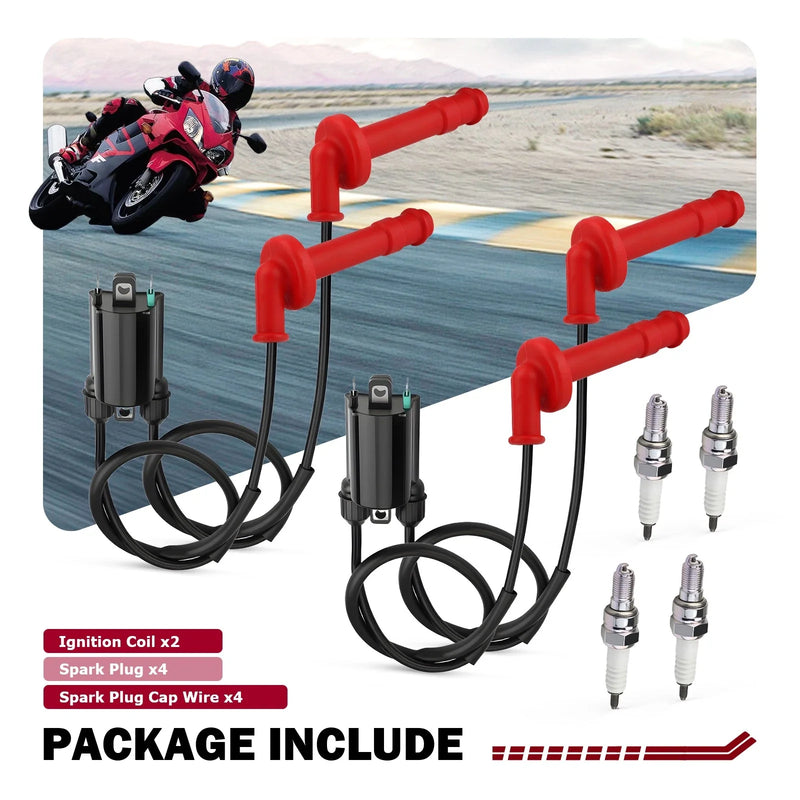 Honda CBR600F3 / F2 Set of 2 Ignition Coils w/ Spark Plugs (1991-1998)