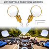 M6 Motorcycle Rear View Mirrors 1 Set Aluminum Alloy Gold Tone Round