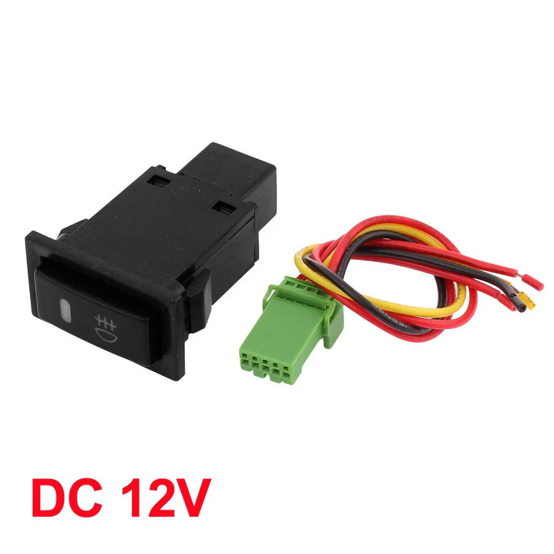 DC 12V Panel Mount Latching Red Pilot 4-Wire Fog Light Switch