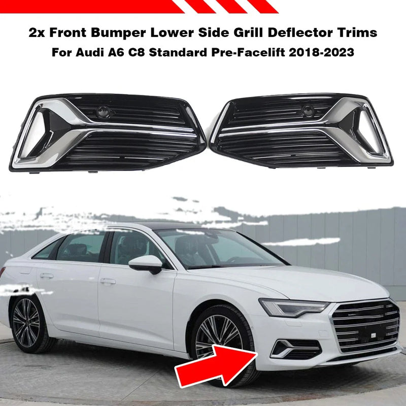 Audi A6 C8 Front Bumper Fog Light Grill Covers (2019–2023)