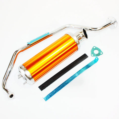 GY6 150cc 200cc ATV Dune Buggy Exhaust Pipe + Gold Alloy Muffler