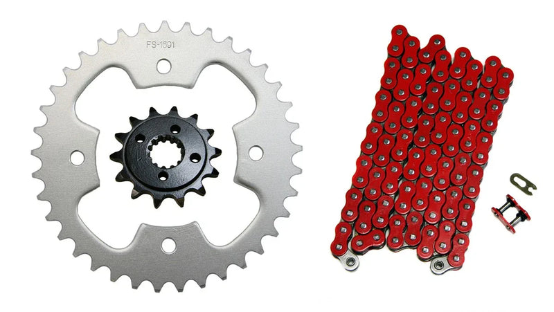 Polaris Predator 500 2 x Red 520x92 Drive Chain&14/38 Sprockets (2005–2007)
