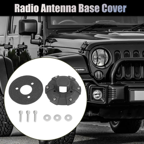 Jeep Wrangler JK JKU JL JLU JT Antenna Base Cover Mount Kit (2007-2023)