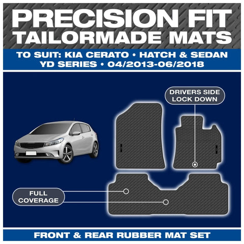 Kia Cerato YD Full Set Custom Fit Moulded Rubber Floor Mats (2013-2016)