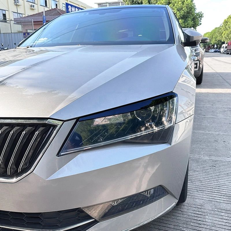 Skoda Superb B8 2 x Gloss Black Headlight Eyelid Trim (2016-2019)