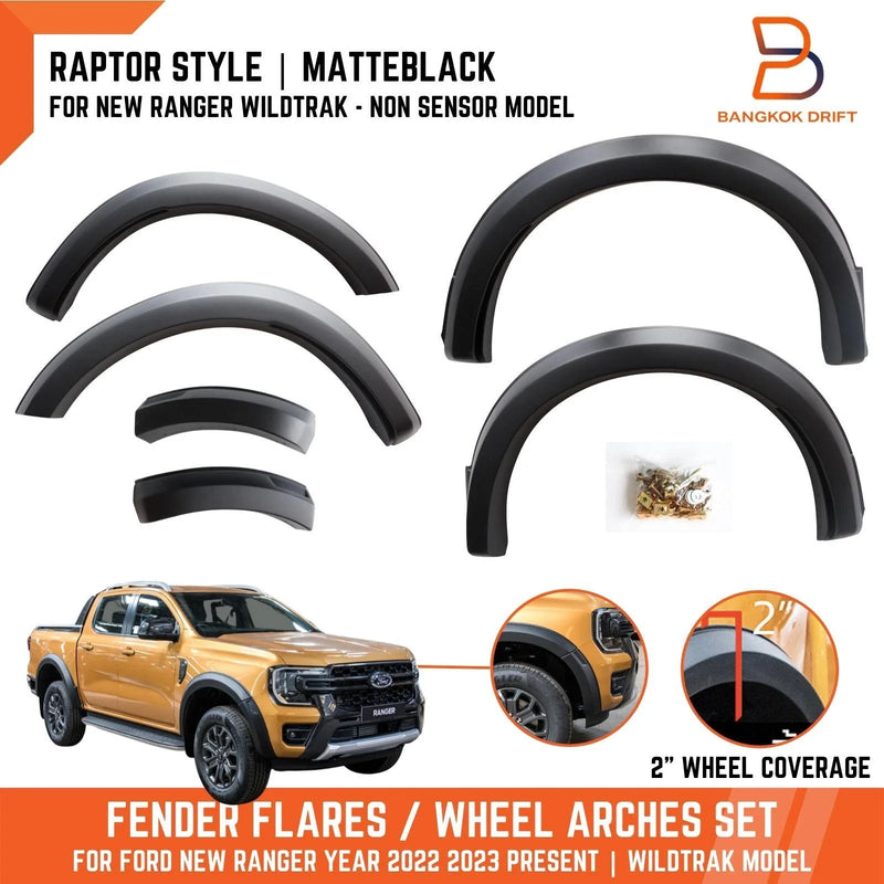 Ford Ranger 2022-2023 Raptor Style Matte Black Fender Flares