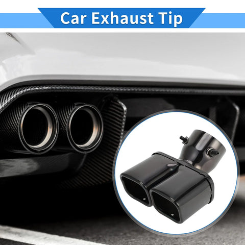 Toyota Land Cruiser Prado Square Curved Slant Cut Dual Exhaust Tip Black