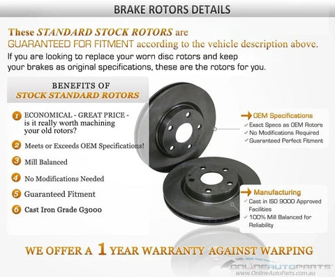 Falcon XH EF EL (1994-1999) XR6 XR8 Front Disc Rotors + Bearings