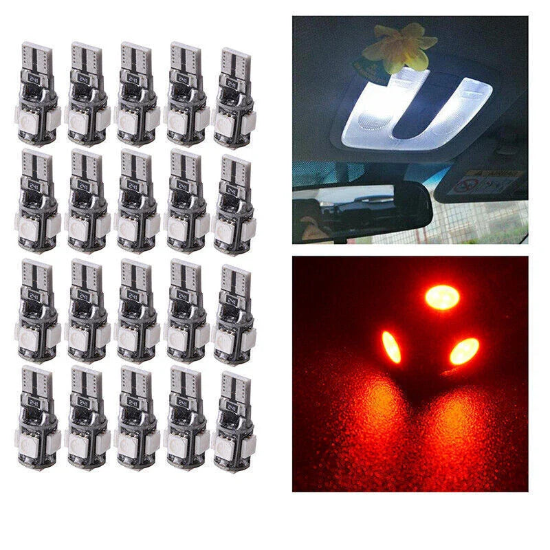 Various Vehicles 20 x T10 5-SMD 5050 Red LED Light Bulbs ( Specified)