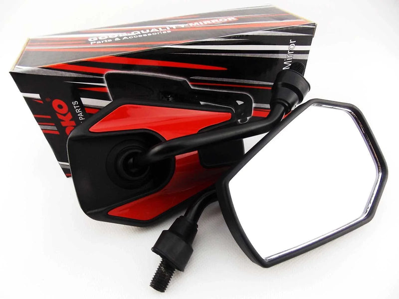 Yamaha YBR125 Black Red Hex Soko Mirrors (2005-2015)