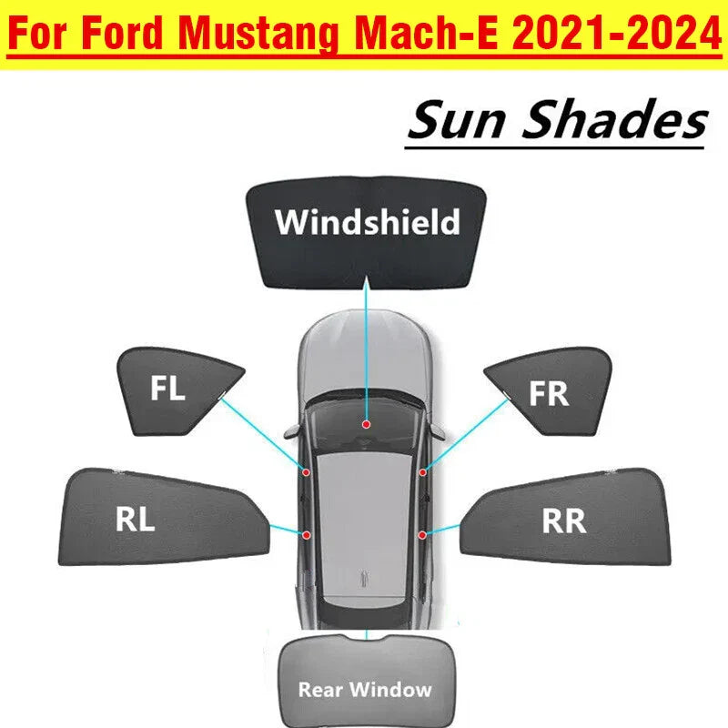 Mustang Mach-E 2 x Window Sun Visor Shade Privacy Sleep Shield (2021–2024)