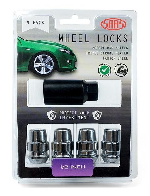 Saas Locking Wheel Nuts Splined Acorn Bulge 1/2" (4 Pack)