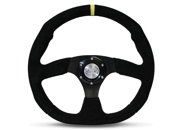 Saas Steering Wheel Flat Bottom Suede Black 350mm