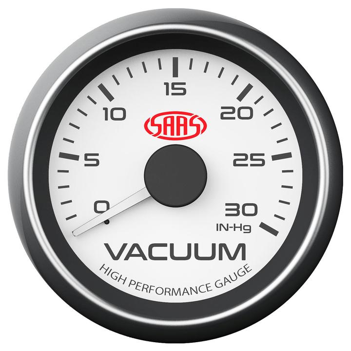Saas Muscle Series 2-1/16" Vacuum Gauge 0-30 In Hg White