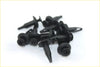 Black plastic scrivet fasteners with circular head and tapered pin for Land Rover Discovery bumper wheelarch