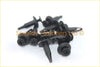 Black plastic scrivet push-fit fasteners with cross-shaped head and tapered pin for Land Rover Discovery wheelarch