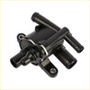 Black plastic separator degas coolant pump back side with multiple threaded ports for range rover evoque velar discovery