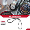 Black rubber serpentine belt with oem part numbers 9008091126 and 9091602471 for 1992 toyota paseo 1.5l l4