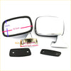 Side door mirrors for Toyota hilux 1978-1984 with chrome finish rectangular design black rubberized bezels and mounts