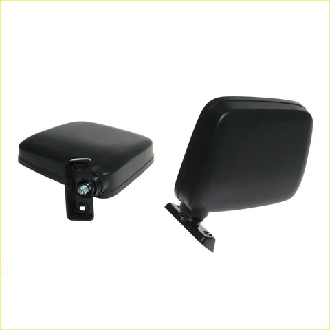 Side mirror x2 black rectangular glossy finish with mounting brackets for nissan datsun ute 1970-1986 back side view