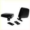 Black rectangular side mirror for Nissan Datsun Ute 1970-1986 with mounting brackets and hardware shown from back side