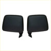 Black plastic side mirrors with rectangular curved design and mounting bases for nissan datsun ute 1970-1986