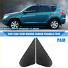 Black triangular side rear view mirror corner trim pieces shown from back for teal toyota rav4 2009-2012