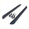 Black plastic side step runners with textured grip and integrated brackets for mazda bt-50 2012-2020 visible from back side
